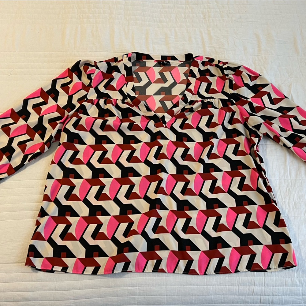 Express Multicolor Geometric Blouse